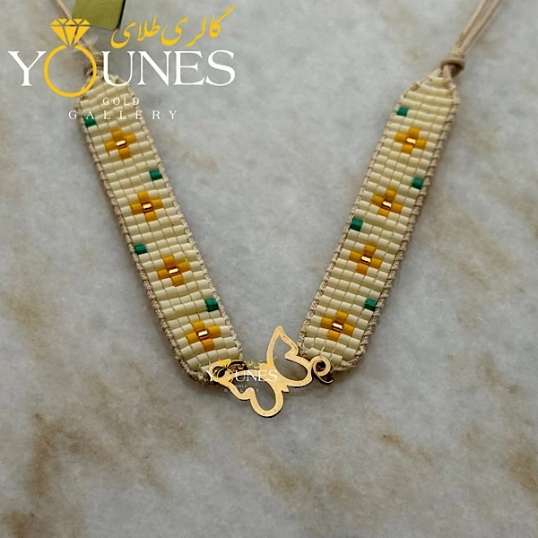 تصویر دوم دستبند بند میوکی شاپرک لیزری طلا